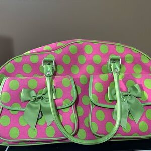 Green and Pink Polka Dot Women's Bag